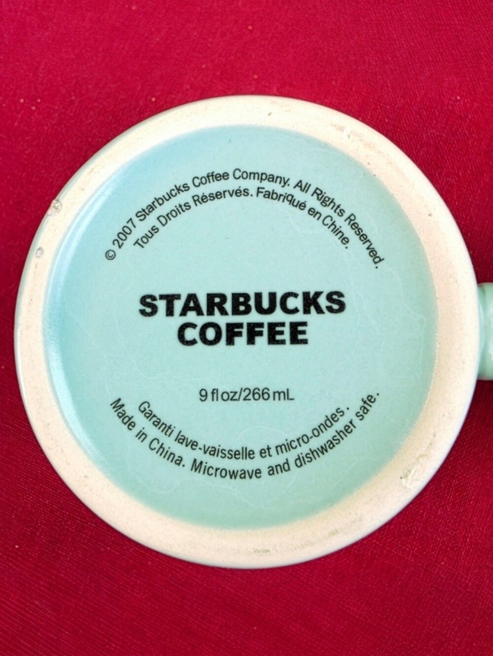 Starbucks 2007 Mocha Mugs 9 oz Ribbed Teal Ceramic Set Of 2 - Picture 5 of 12